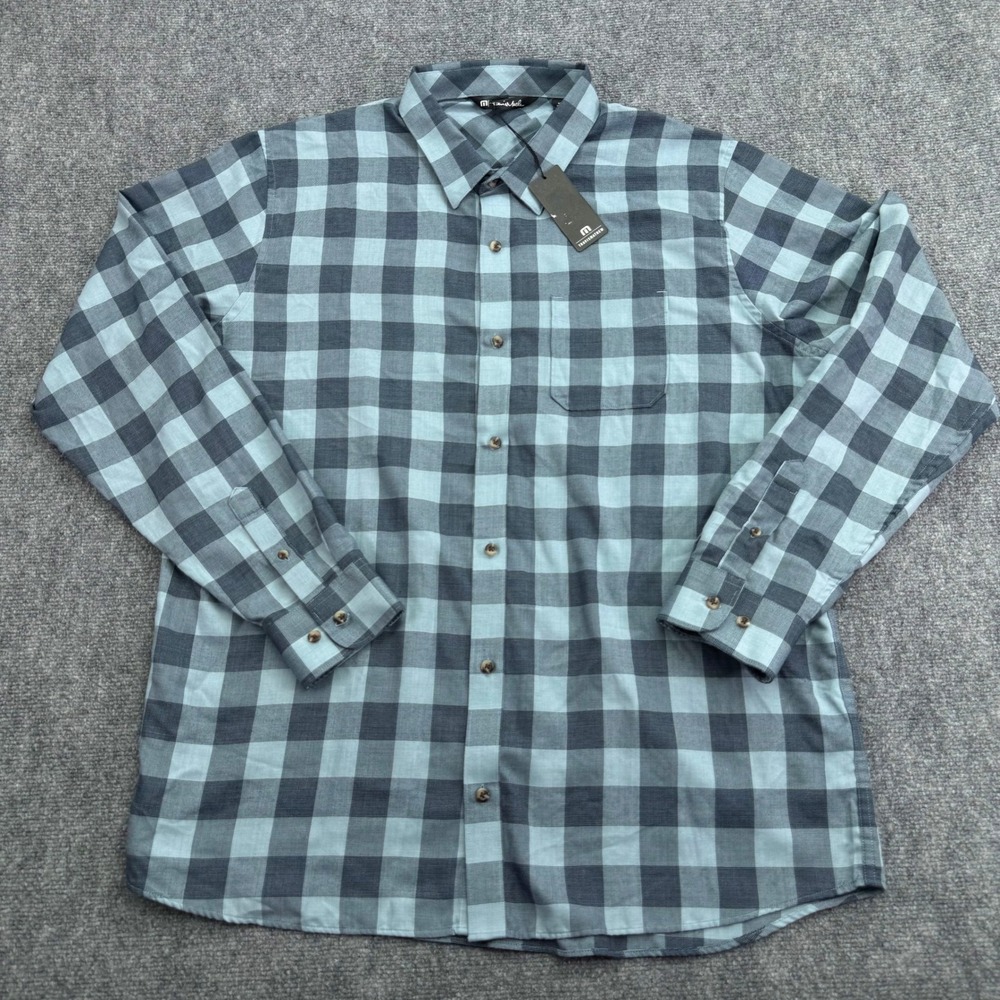 Travis Mathew Shirt Mens XXL 2XL Check Long Sleeve Button Up Performance Stretch